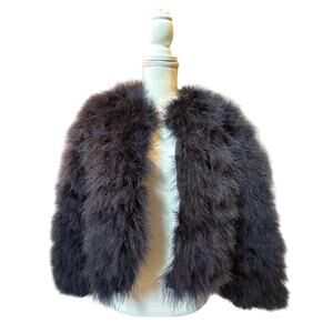 Chelsea 28 Black Turkey Feather Crop Jacket Small